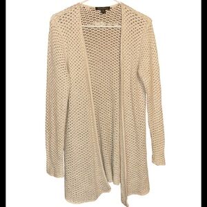 Tommy Bahama Open Knit Cream Sweater with silver metallic, medium knit